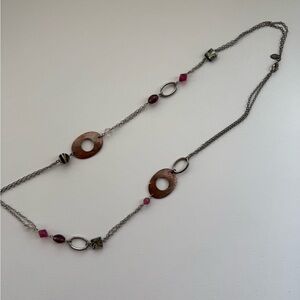 Lia Sophia Silver and Pink Necklace with Modern Design